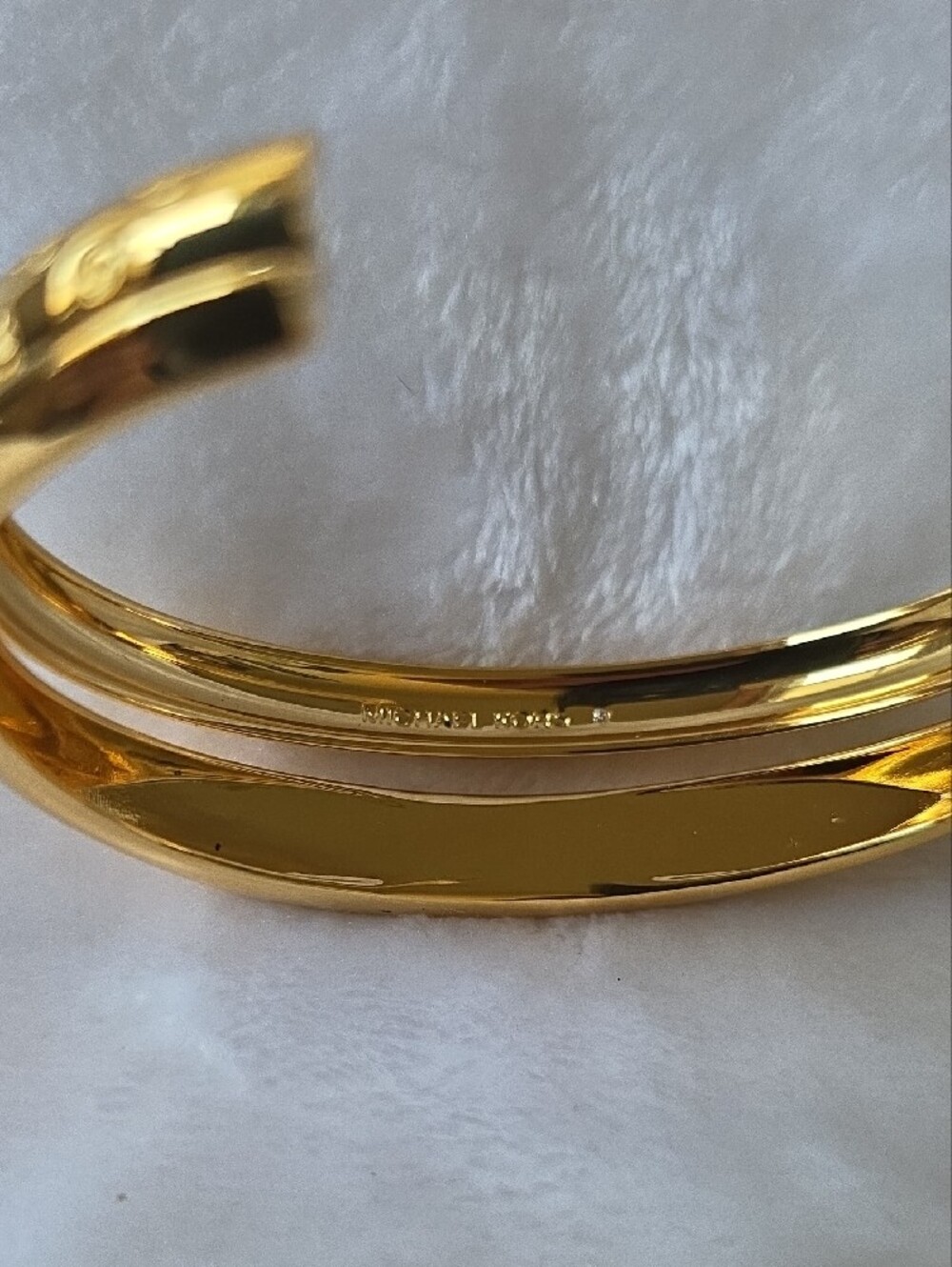 Michael Kors Shiny Gold Double-Row Logo Cuff Bracelet - Picture 4 of 8